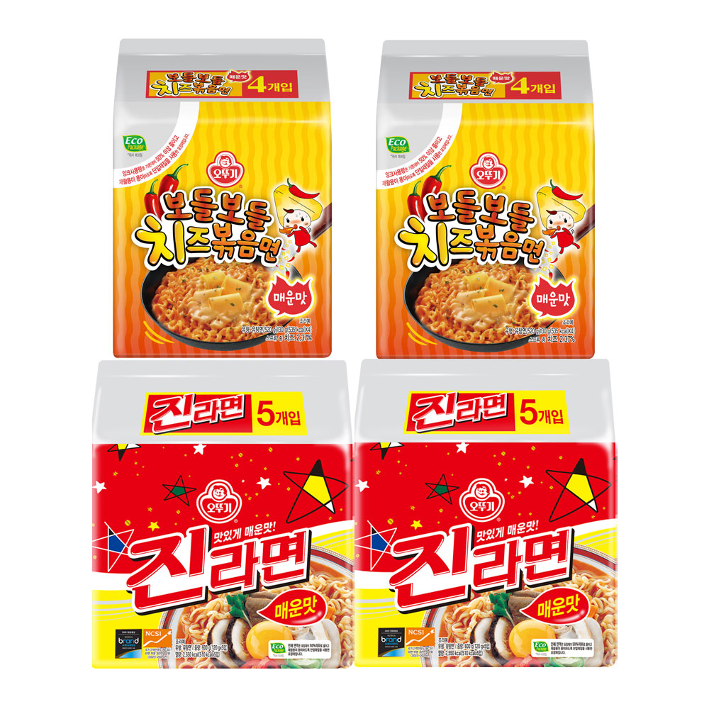 [2세트 이상 3천원 할인] 오뚜기 보들보들 치즈볶음면 매운맛 130g 8개+진라면 매운맛 120g 10개 외 11종 - 상품 이미지