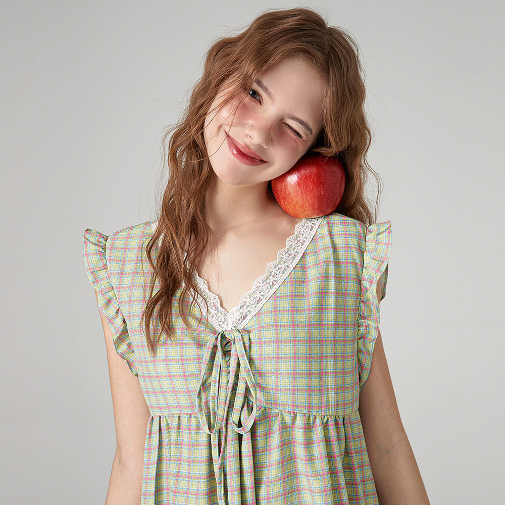 코튼라이크 푸키 민소매 레이스 원피스 잠옷 가격 비교 DOSSY 코튼라이크 푸키 민소매 레이스 원피스 잠옷