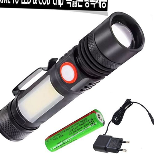 휴대용 충전식 손전등 아웃도어 캠핑 손전등 작업등 랜턴 비상 야외 LED 줌 미니 C 타입 - 상품 이미지