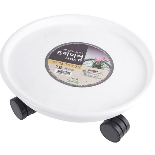 플라스틱 이동식 화분 받침 물받이 바퀴형 화분 받침 식물 원형 트레이 받침대 이동 캐리어 - 상품 이미지