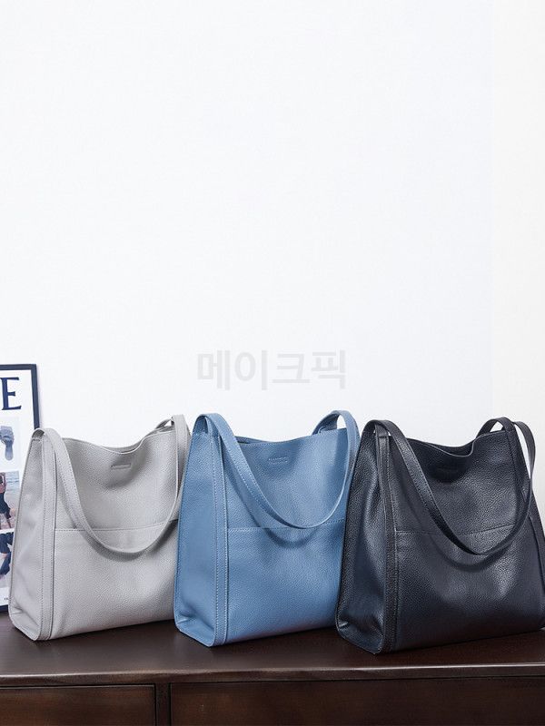 부드러운 소가죽 숄더백 여성 빅백 가벼운 쇼퍼백 직장인용 출퇴근 가방 모던한 스타일 - 상세 이미지 3