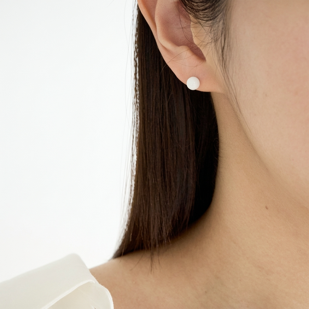 14k 6mm 합성오팔 귀걸이 OPPE0200 - 상세 이미지 2