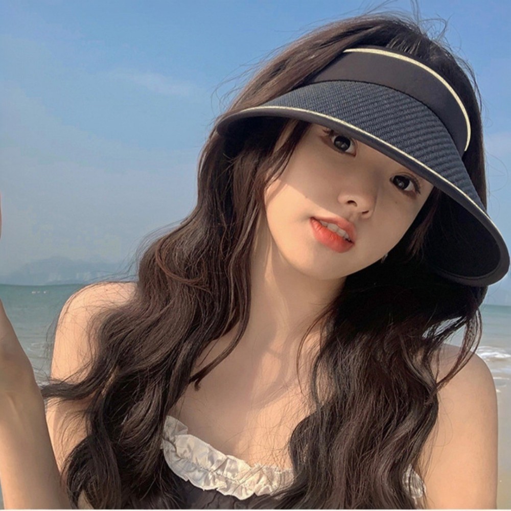 여성용 라탄 챙넓은 자외선차단 여름 선캡 - 상품 이미지