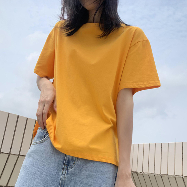 여성 러프 베이직 5컬러 무드 심플 반팔 티셔츠 LK-T 19 여자 패션 여름 - 상품 이미지