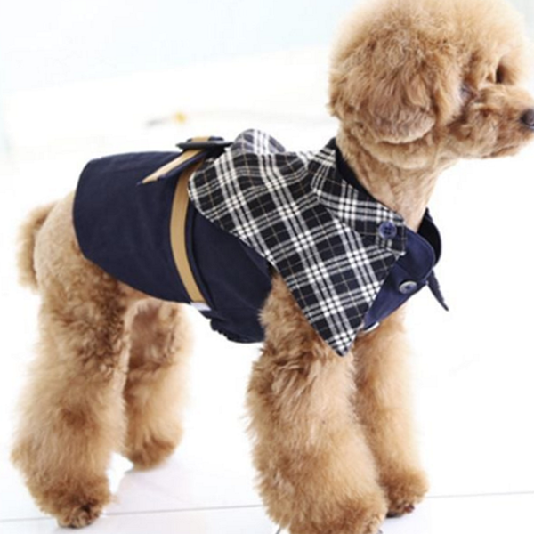 외출복 강아지 가을 옷 코트 강아지 체크 옷 반려동물 겨울 강아지울 트렌치 케이프 소형견 - 상품 이미지