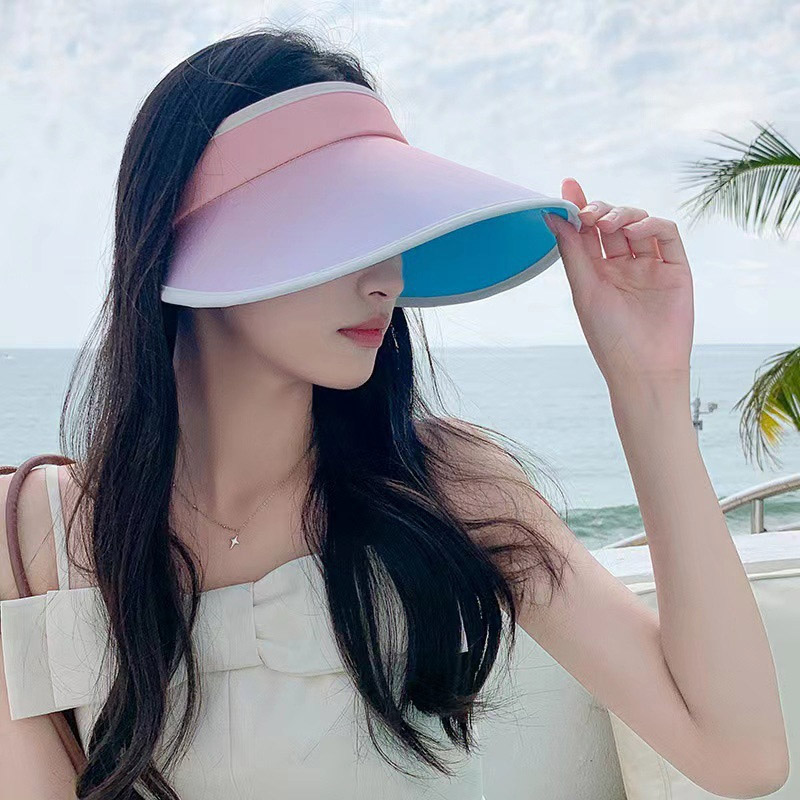 햇빛 차단 여름휴가 스포츠 데일리 그라데이션 썬캡 모자 시원한 차단썬캡 여자 돌돌이 - 상품 이미지