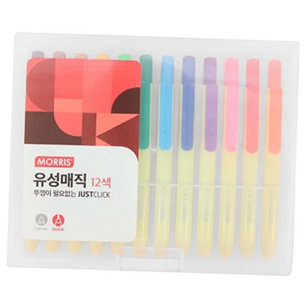 다색 유성 펜 사무용 유성 펜 필기구 학용품 마커 클릭형 휴대용 다용도 학생용 드로잉 매직 - 상품 이미지