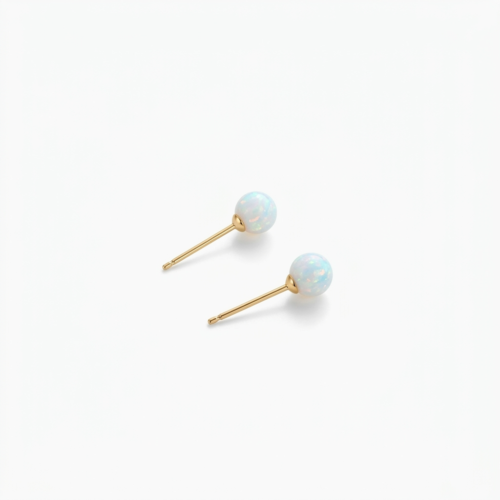 14k 6mm 합성오팔 귀걸이 OPPE0200 이미지 6