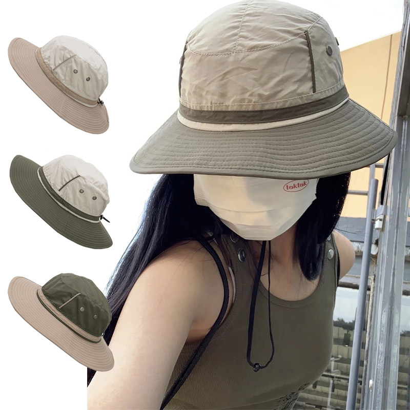 아웃도어 스포츠 낚시 등산 통기성 배색 사파리 모자 사파리햇 남성 여자 메쉬 여름 - 상품 이미지