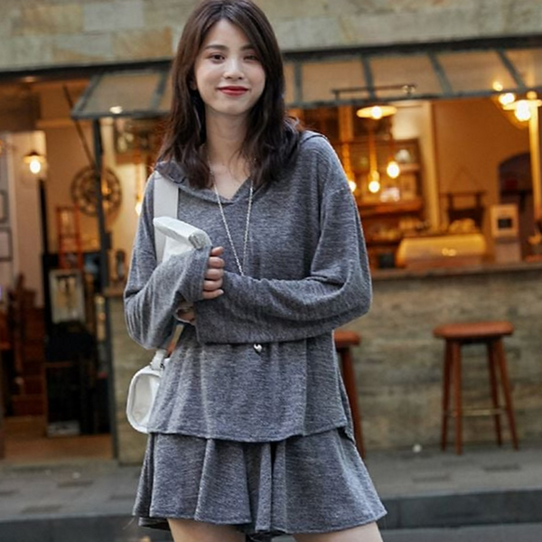 데일리룩 여성 후드 투피스 루즈핏 여성 캐주얼 데일리 여름 - 상품 이미지