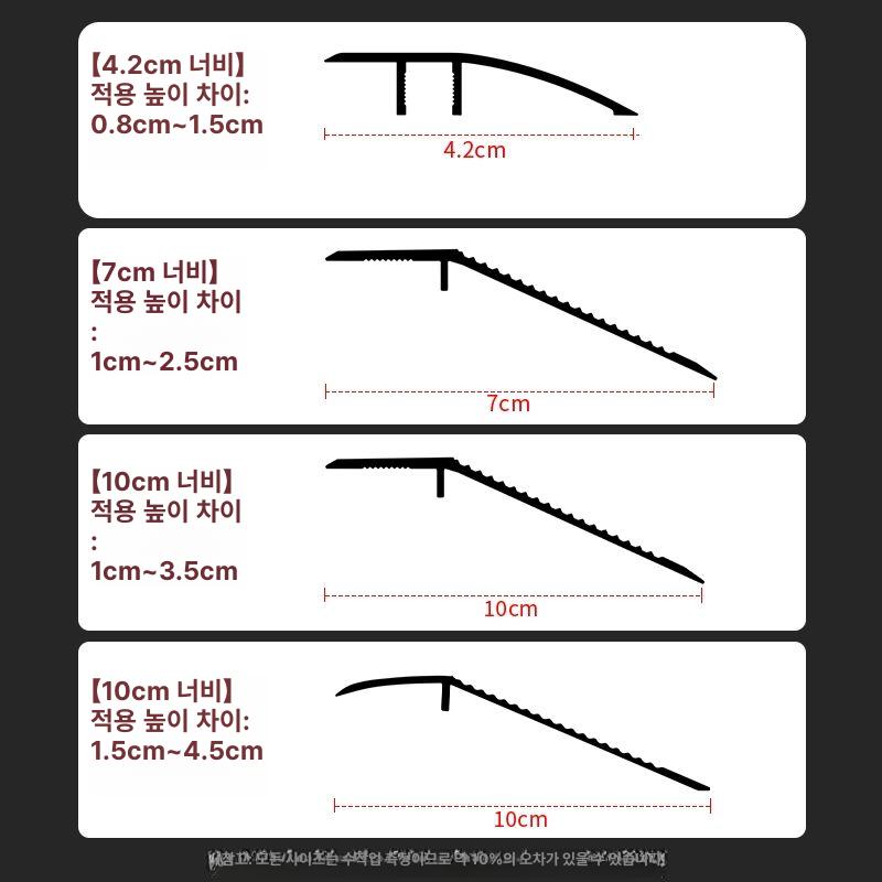 바닥단차 재료분리대 문턱 경사 스트립 알루미늄 무광 블랙 미끄럼방지 논슬립 바닥 몰딩 4 T자형 블랙 1.8cm 5mm 이내 0.9m - 상세 이미지 4