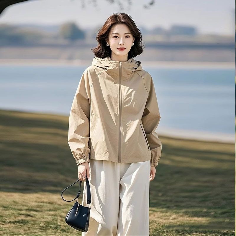 여성 루즈핏 후드 바람막이 점퍼 봄 가을 간절기 가벼운 아우터 - 상세 이미지 4