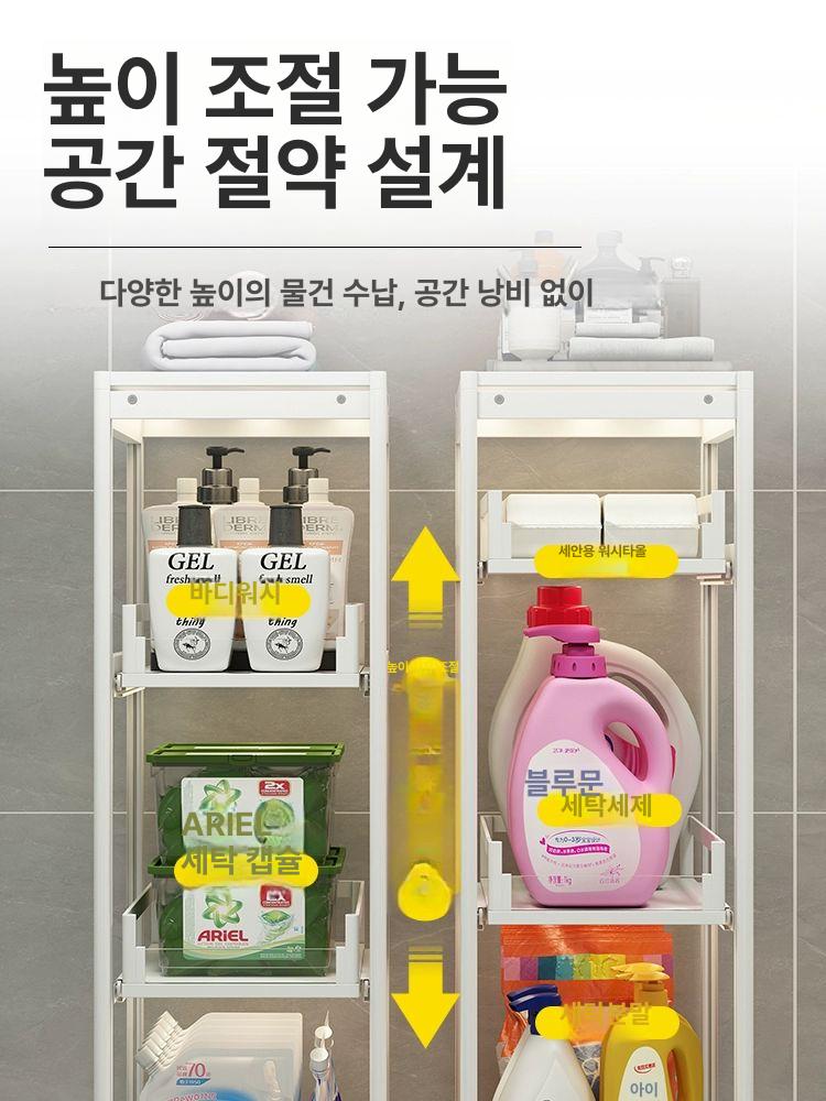 세탁기 틈새 수납장 주방 세탁실 선반 사이드 이동식 틈새선반 철제 - 상세 이미지 2