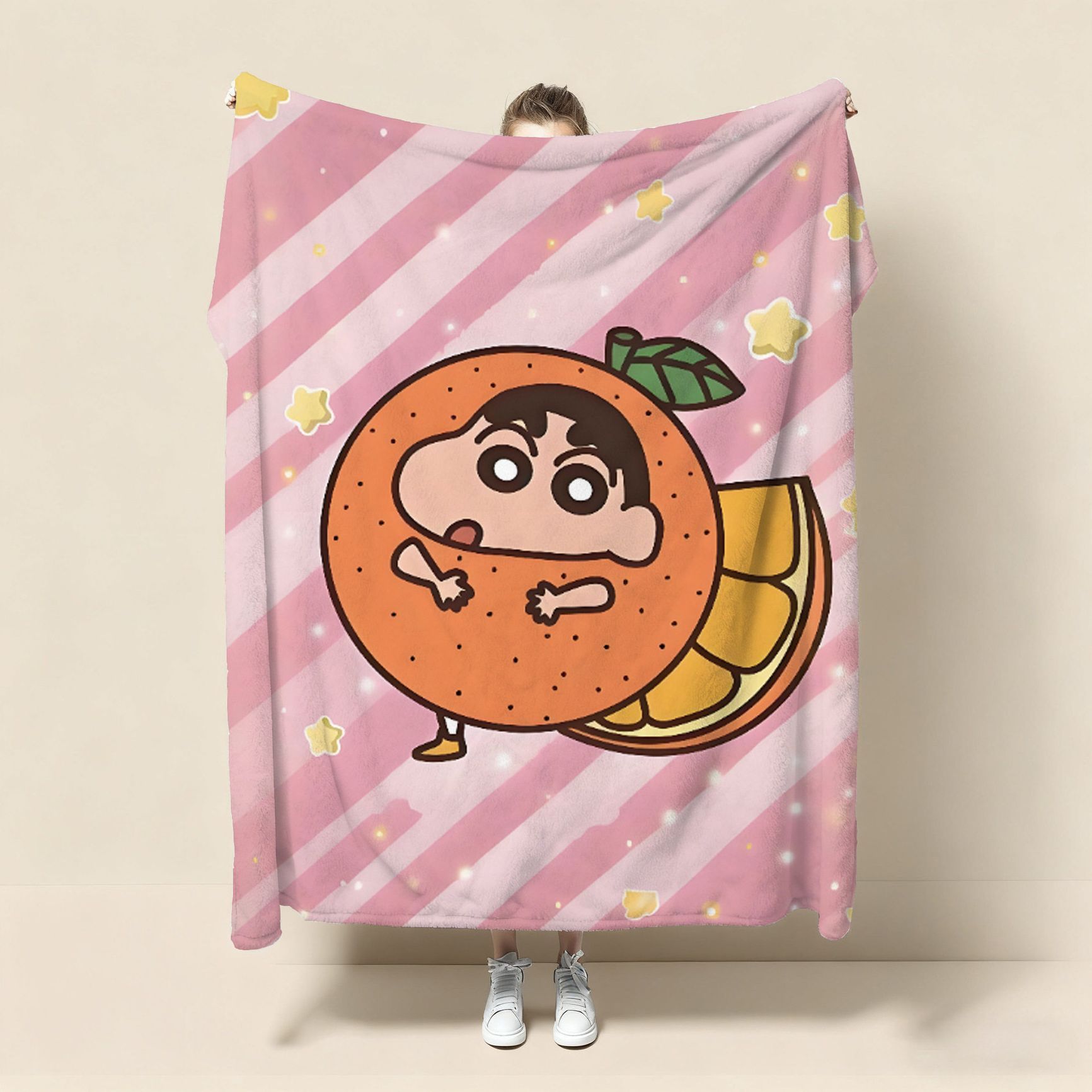 짱구 부드러운 플란넬 담요 소파 커버 사무실 숄 낮잠 무릎담요 캐릭터 블랭킷 크레용 신짱 001 70x100cm 이중층 두꺼운 [소형다리덮개] - 상세 이미지 3