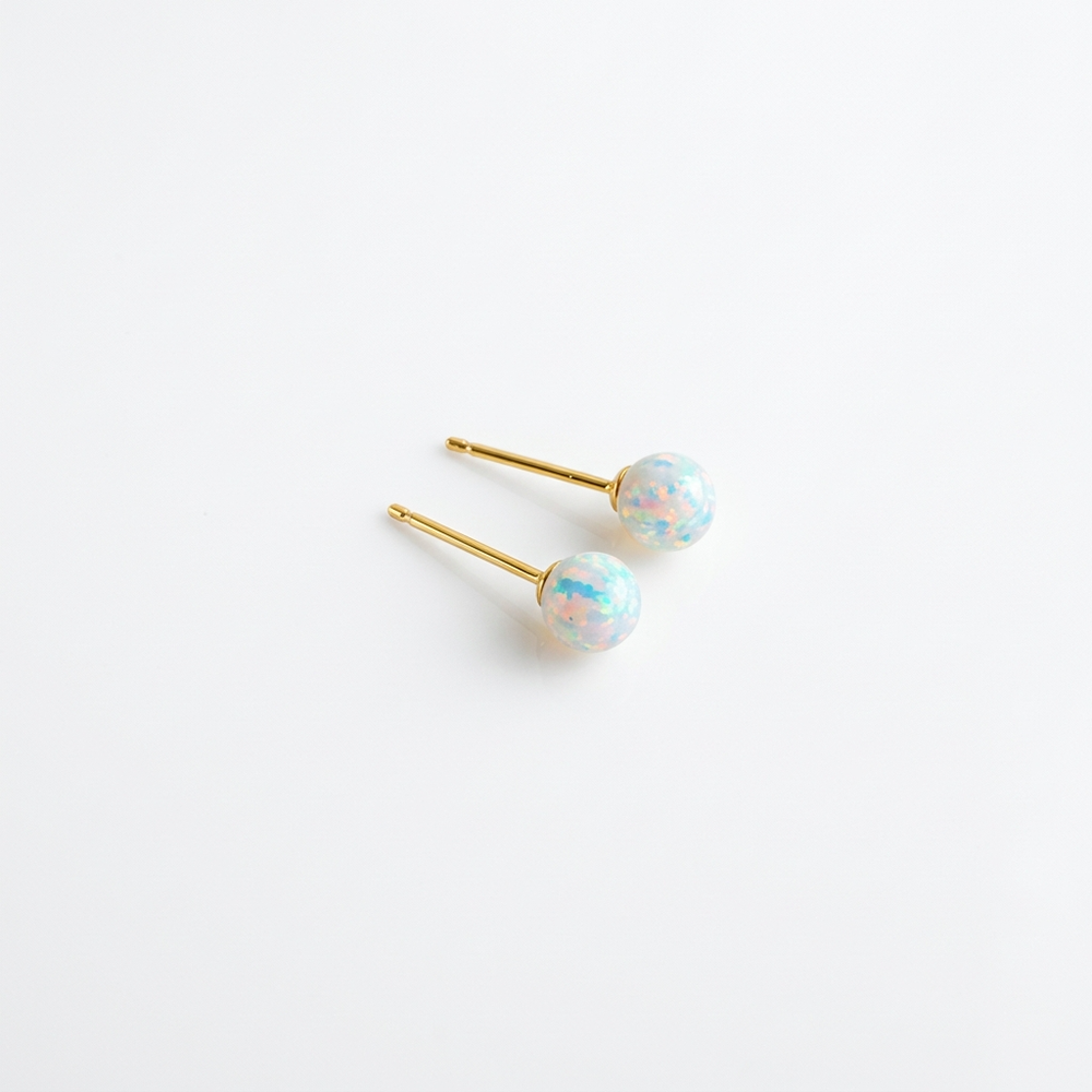 14k 6mm 합성오팔 귀걸이 OPPE0200 이미지 8