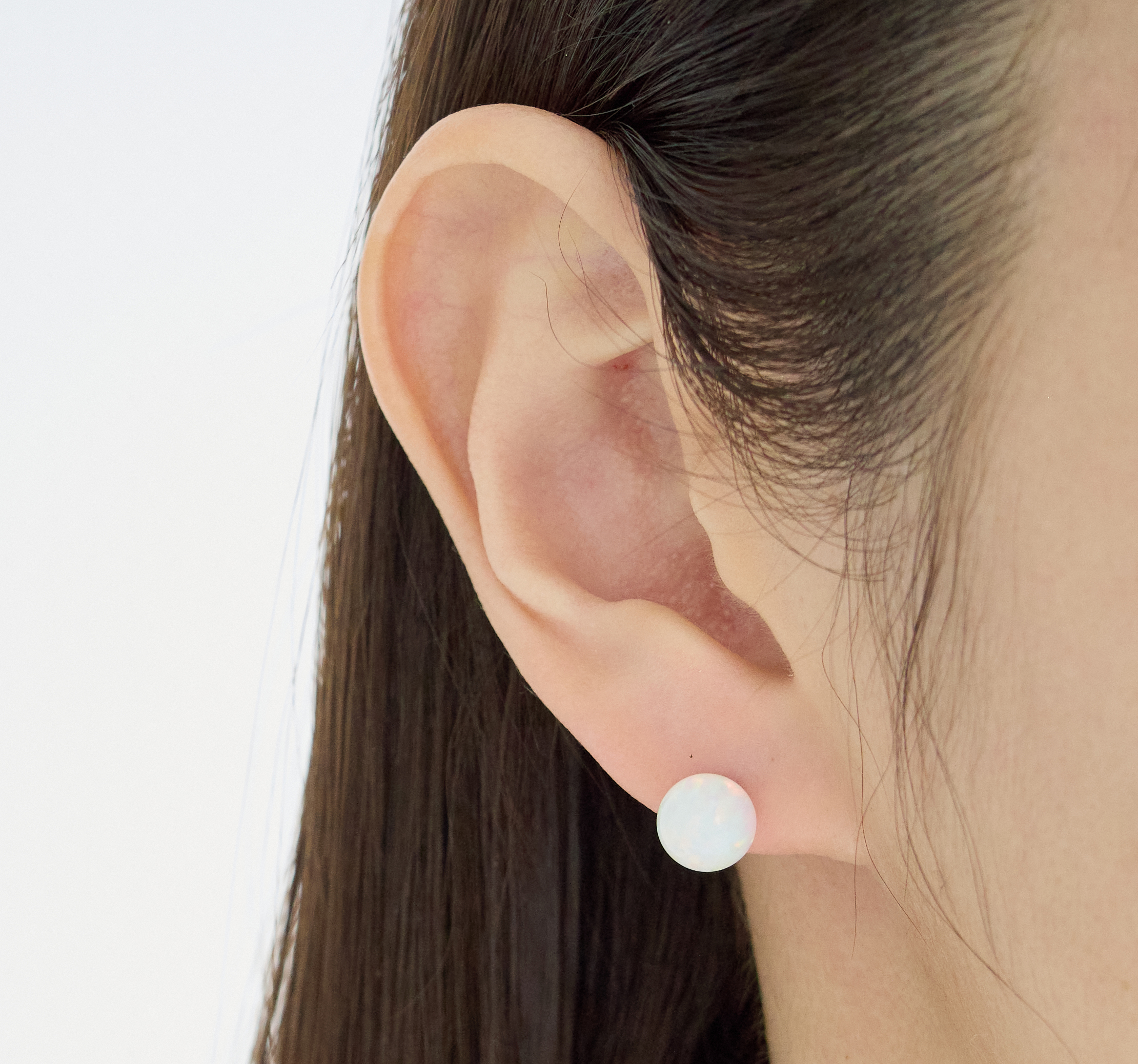 14k 8mm 합성오팔 귀걸이 OPPE0201 - 상세 이미지 5