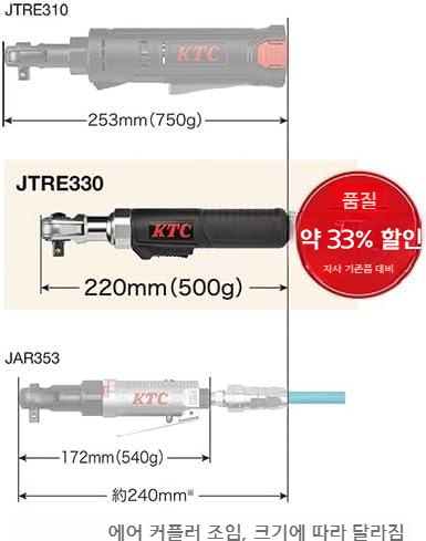 KTC 라쳇 렌치 세트 무선 전동 공구 9.5sq JTRE330 상세 이미지 5