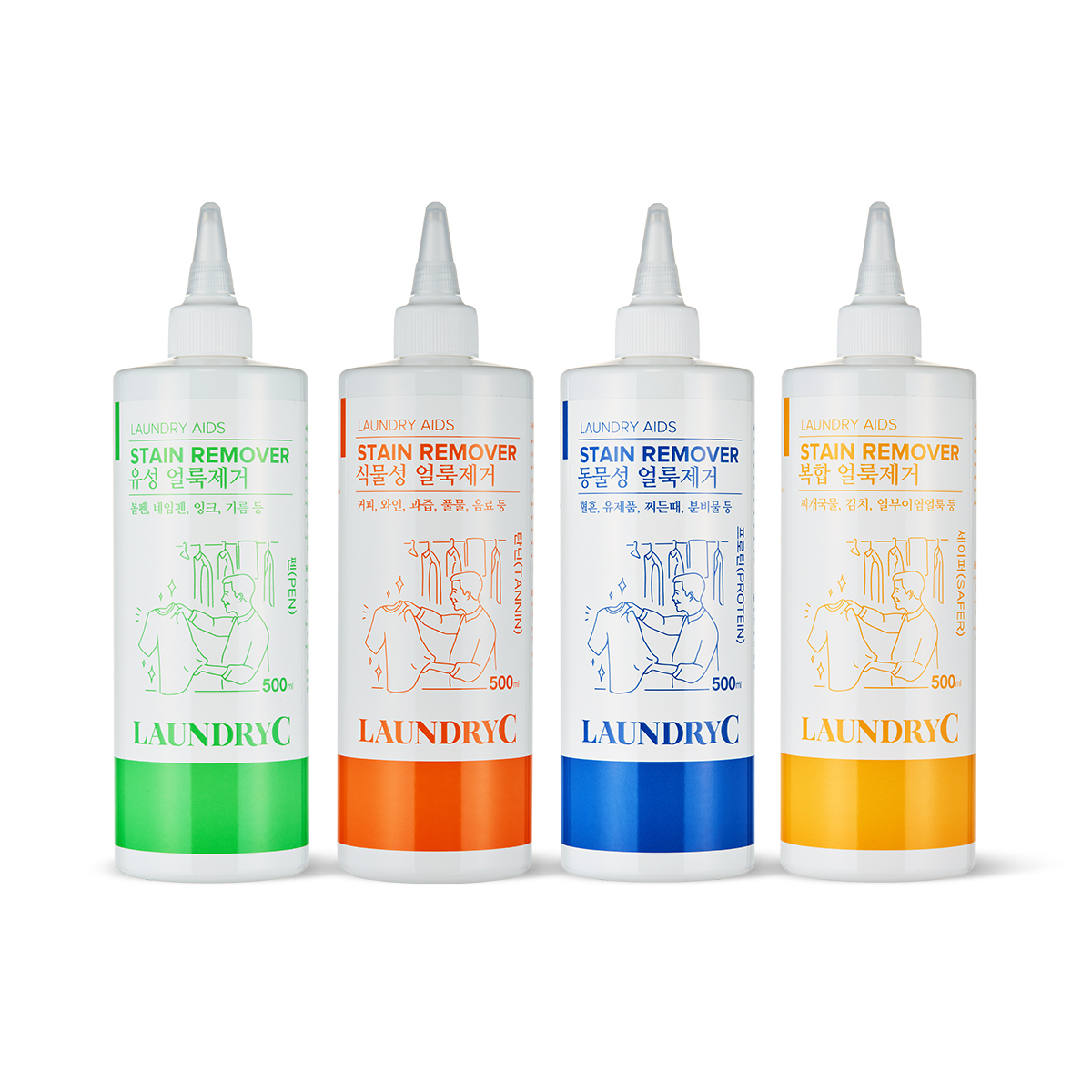 화인tnc 의류용 얼룩제거제 가정용 대용량 4종세트 프로틴 탄닌 펜 세이퍼 각 500ml - 상품 이미지