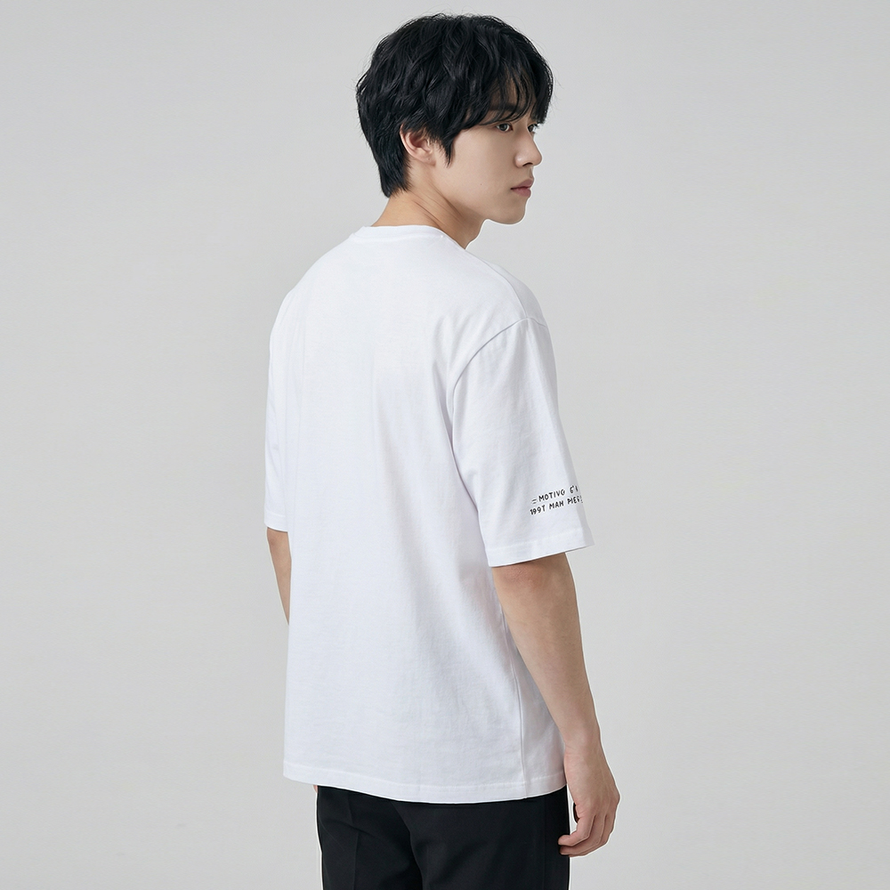 5부 반팔티 컬러스마일 오버핏 반팔 티셔츠 - 상세 이미지 5