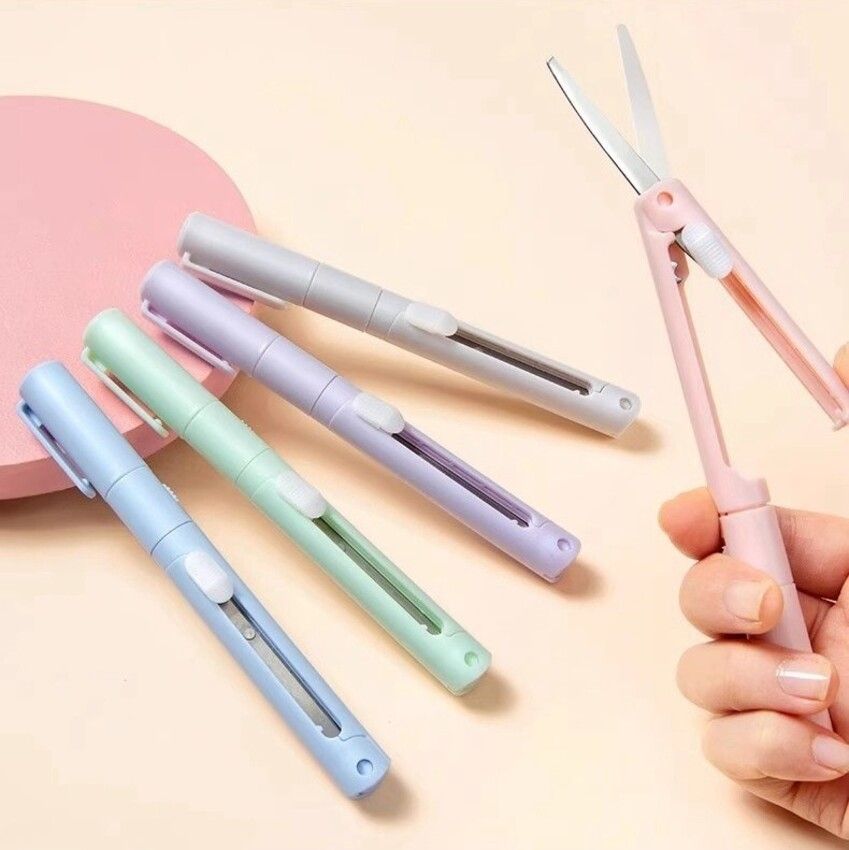 5색 파스텔 세라믹칼 접이식가위 세트 휴대용 가위 다꾸 칼 사무용 택배 박스 칼 커터칼 이미지 8