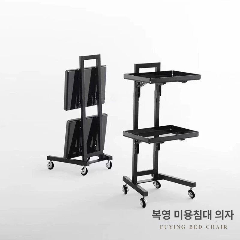 뷰티 트롤리 미용실 웨건 접이식 스테인리스 카트 다층 선반 네일샵 병원 피부샵 - 상세 이미지 2