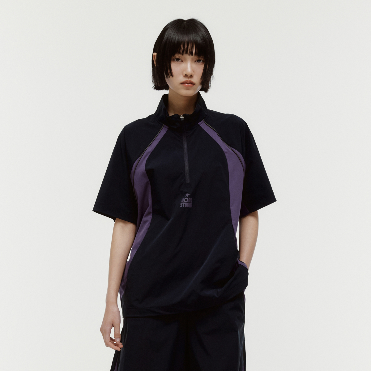 COLOR-BLOCK S/S ANORAK-NAVY - 상품 이미지