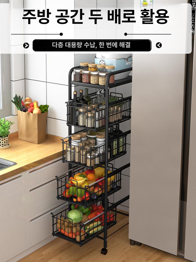 슬라이딩 수납장 틈새 트롤리 키큰 스틸 현관 공간활용 거실 폭좁은 다용도 랙 - 상세 이미지 3