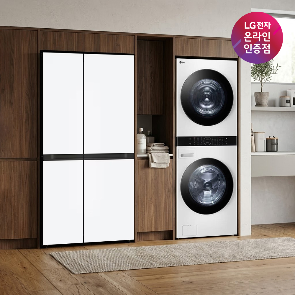 LG 디오스 AI 오브제컬렉션 양문형 냉장고 + LG 트롬 워시타워 (S836MQQ012 + W2421WAMR) - 상품 이미지