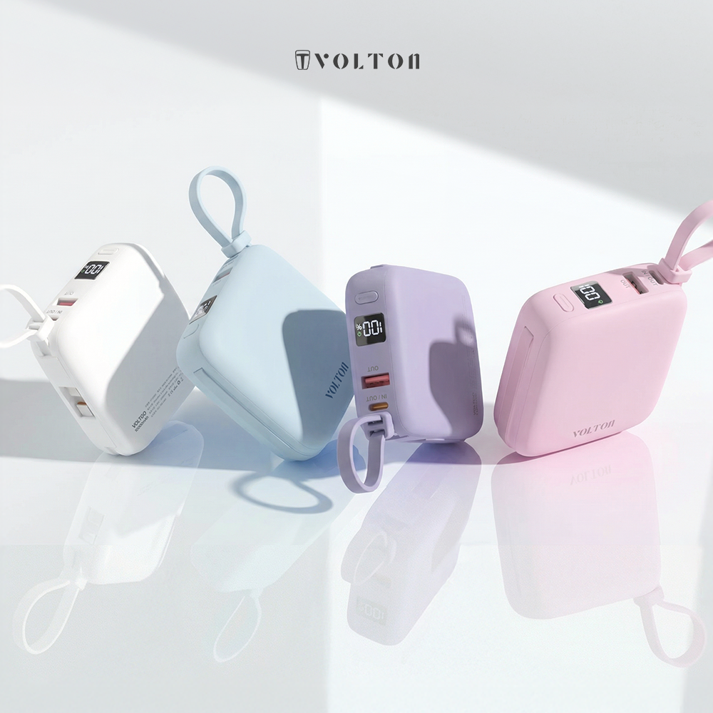 볼트고 8핀 C타입 일체형 LCD 22.5W 고속충전 미니 보조배터리 10000mAh, 핑크 - 상세 이미지 3