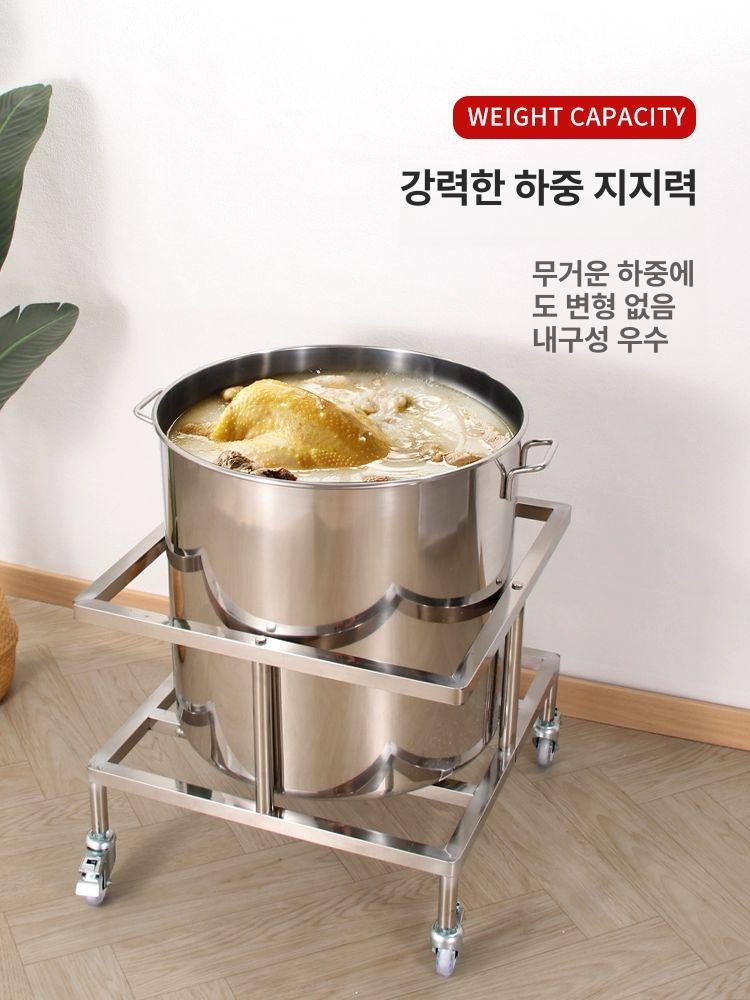 국통 카트 스테인레스 잔반수거 트롤리 받침대 바퀴 이동식 급식소 음식물처리 - 상세 이미지 4