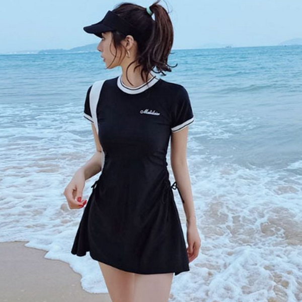 체형커버 원피스 수영복 여성 웨이스트 셔링 수영복 스윔웨어 여름 - 상품 이미지