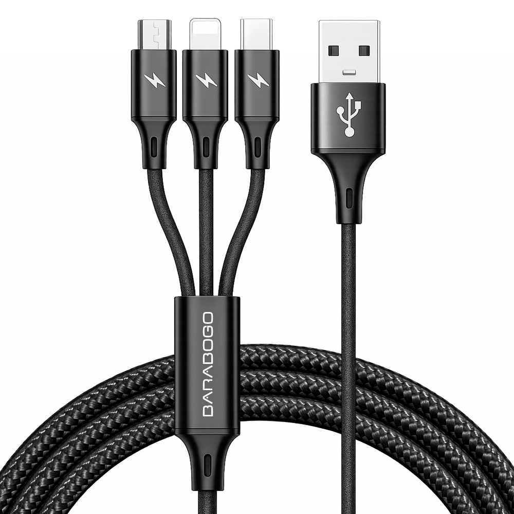바라보고 보스턴 USB 3in1 멀티 고속 충전 케이블 블랙, 1개, 1.2m - 상세 이미지 2