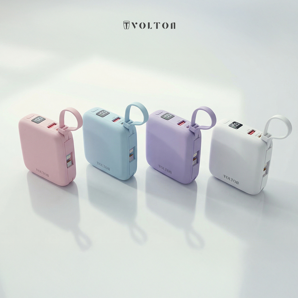 볼트고 8핀 C타입 일체형 LCD 22.5W 고속충전 미니 보조배터리 10000mAh, 핑크 - 상세 이미지 4