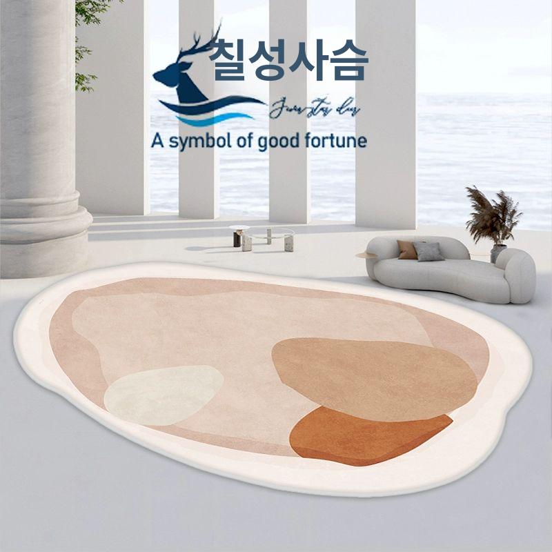 라운드 러그 비정형 빈티지 감성 카페트 소프트 터프팅 블랙 원형 매트 카펫 - 상세 이미지 2