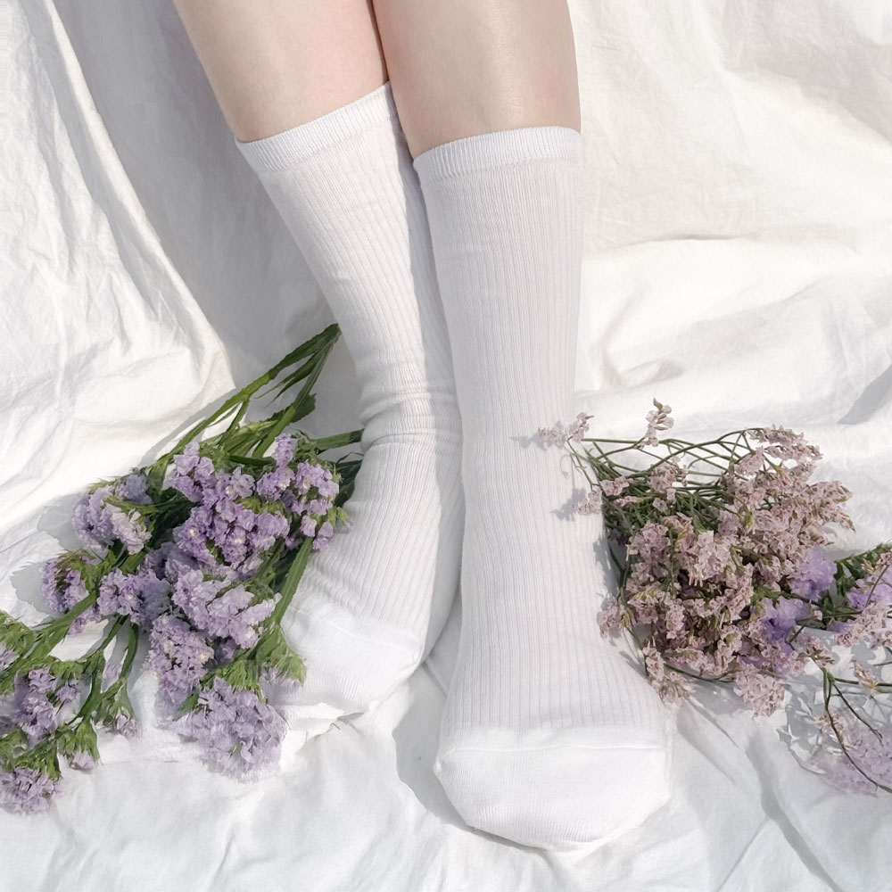 8켤레 여성 앞꿈치 두올 보강 골지 장목 양말 긴 롱삭스 흰 검정 학생 기본 양말 n배송 - 상세 이미지 2