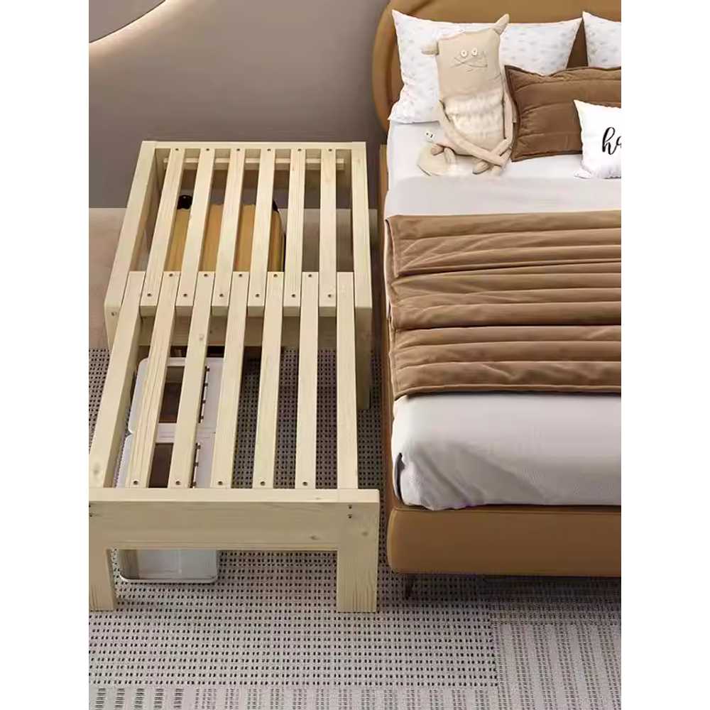 원목 슬라이딩 침대 접이식 침실 확장형 베드 프레임 80x200x40 - 상세 이미지 4