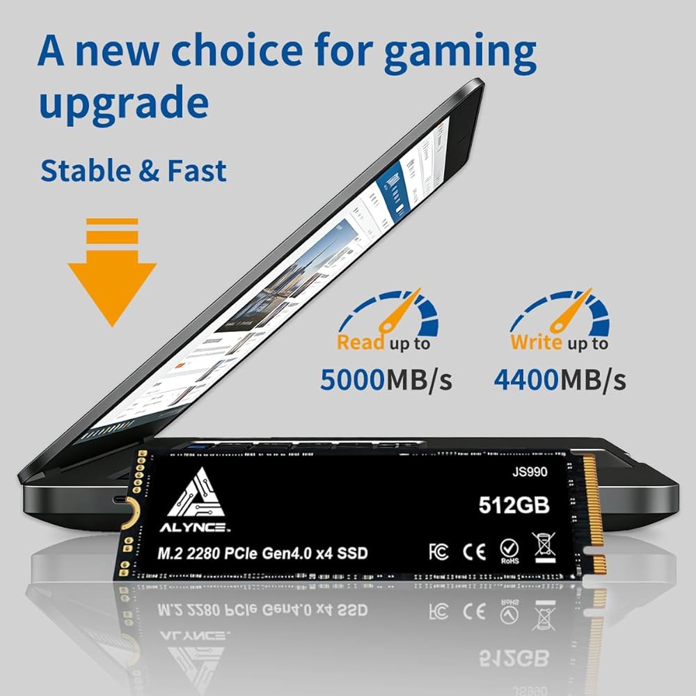 ALYNCE JS990, SSD 1TB, M.2 NVMe Gen4x4 2280 - 최대 6000MB/s, 내장 솔리드 스테이트 드라이브, 노트북 및 데스크톱용 스토리지 업그레이드( - 상세 이미지 3