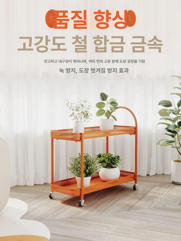 이동식 거치대 2단 식물 플랜트 스탠드 꽃 정리대 베란다 인테리어 수납 화이트 - 상세 이미지 3