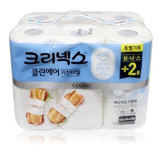 크리넥스 클린에어 키친타월 주방타월 핸드타올 6롤 - 상품 이미지