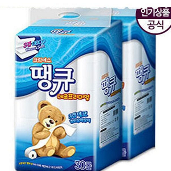 부드러운 3겹 롤화장지 두루마리 3겹 두루마리휴지 가정용 30롤 데코 무형광 - 상품 이미지