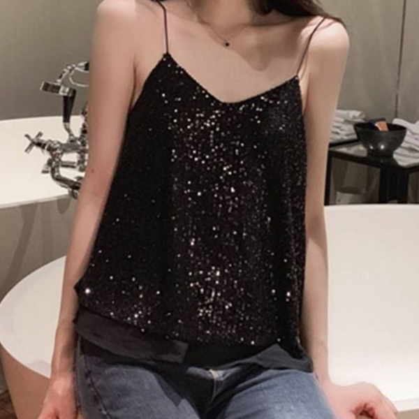 블링블링 여성 스팽글 나시 레이어드 여성 민소매 나시 여름 이너 - 상품 이미지