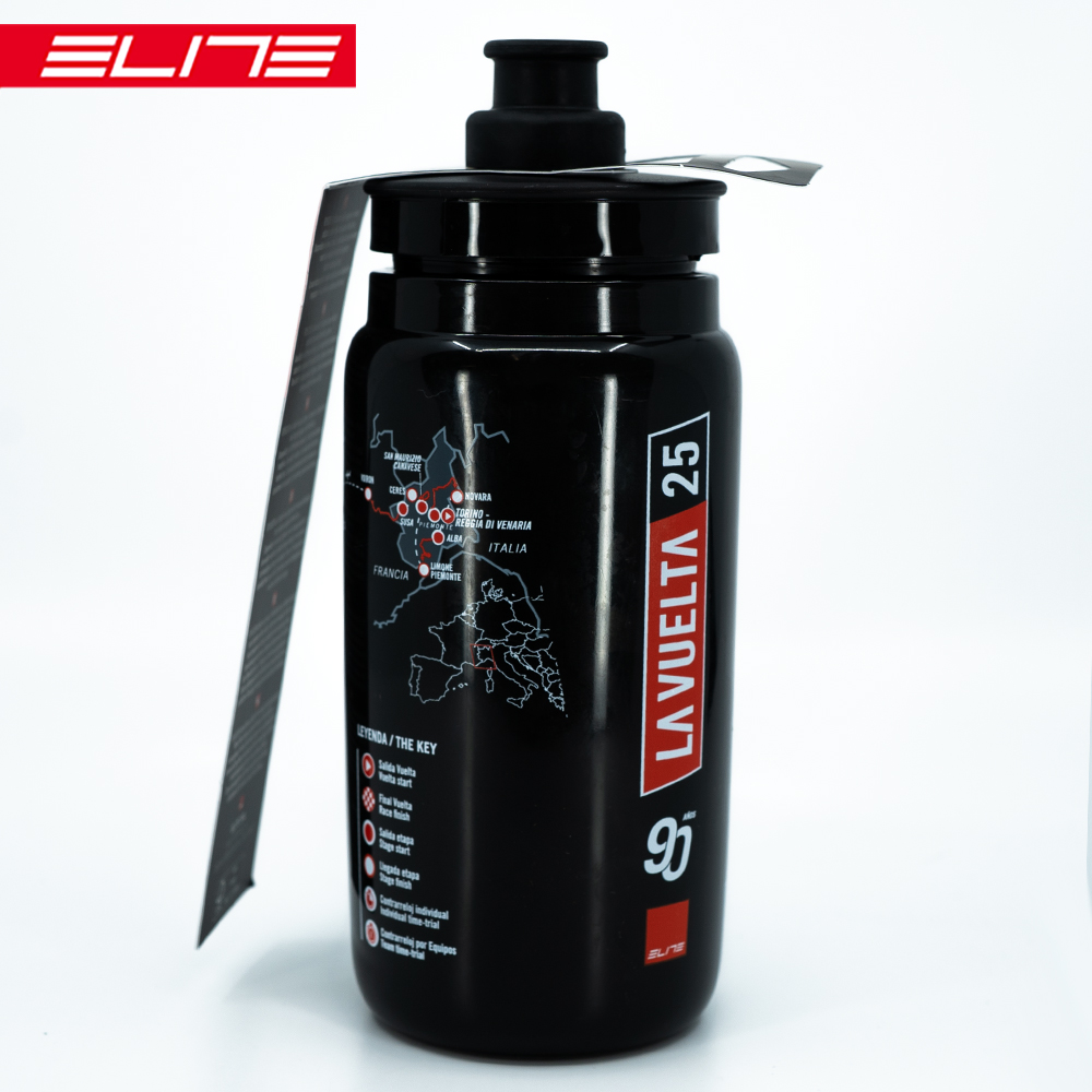 엘리트 자전거 물통 플라이 팀 운동 물병 550ml, LA VUELTA BLACK - 상품 이미지