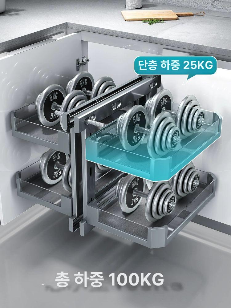 슬라이딩 수납장 하부장 싱크대 바스켓 주방 정리함 양념통 접시꽂이 랙 - 상세 이미지 4