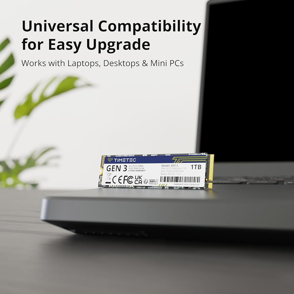타임텍 1TB SSD NVMe PCIe Gen3x4 8Gb /s M.2 2280 3D NAND 고성능 SLC 캐시 읽기/쓰기 속도 최대 2,000 /1,600 MB PC 노트북 - 상세 이미지 3