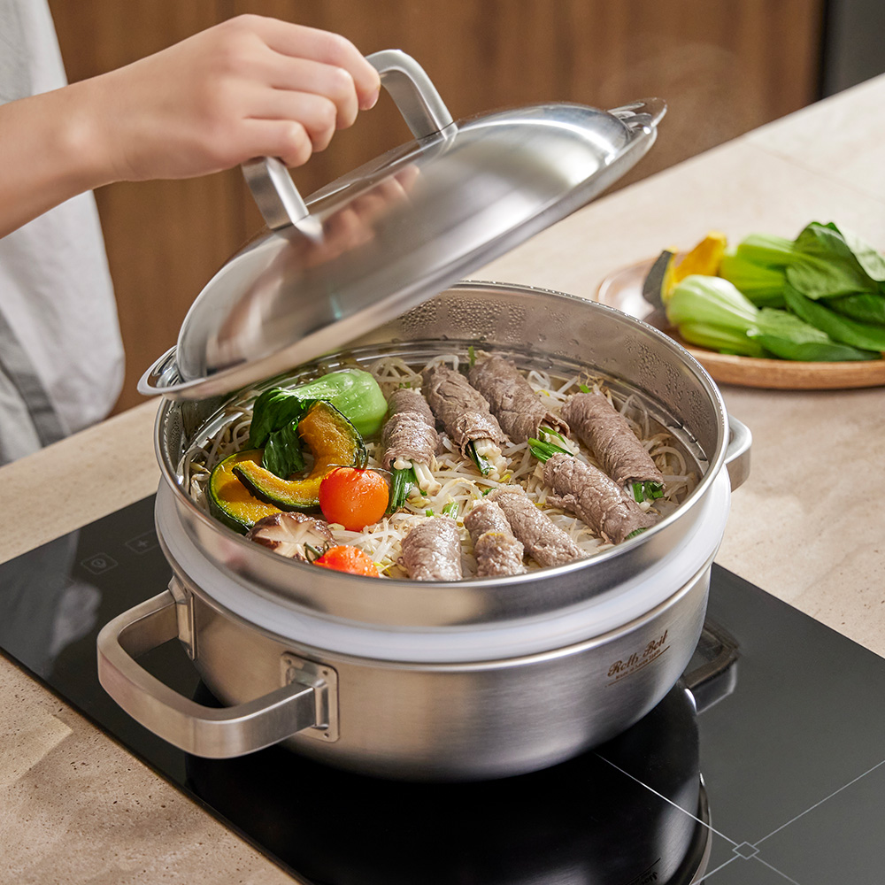 롤스보일 316Ti 통5중 스텐냄비 양수냄비 파티웍 찜기 24cm - 상세 이미지 3