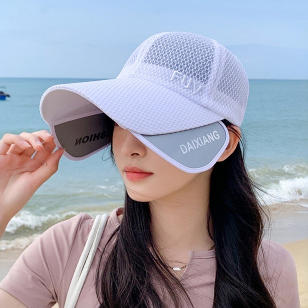메쉬 여성 볼캡 썬캡 여름 자외선차단 얼굴소멸 와이드챙 - 상세 이미지 5