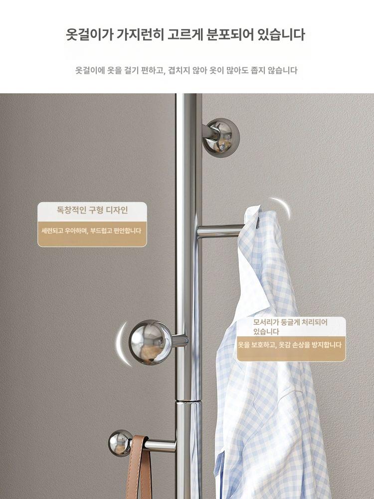 튼튼한 스테인리스행거 사무실 옷가게 이동식 스탠드 메탈 옷걸이 - 상세 이미지 2