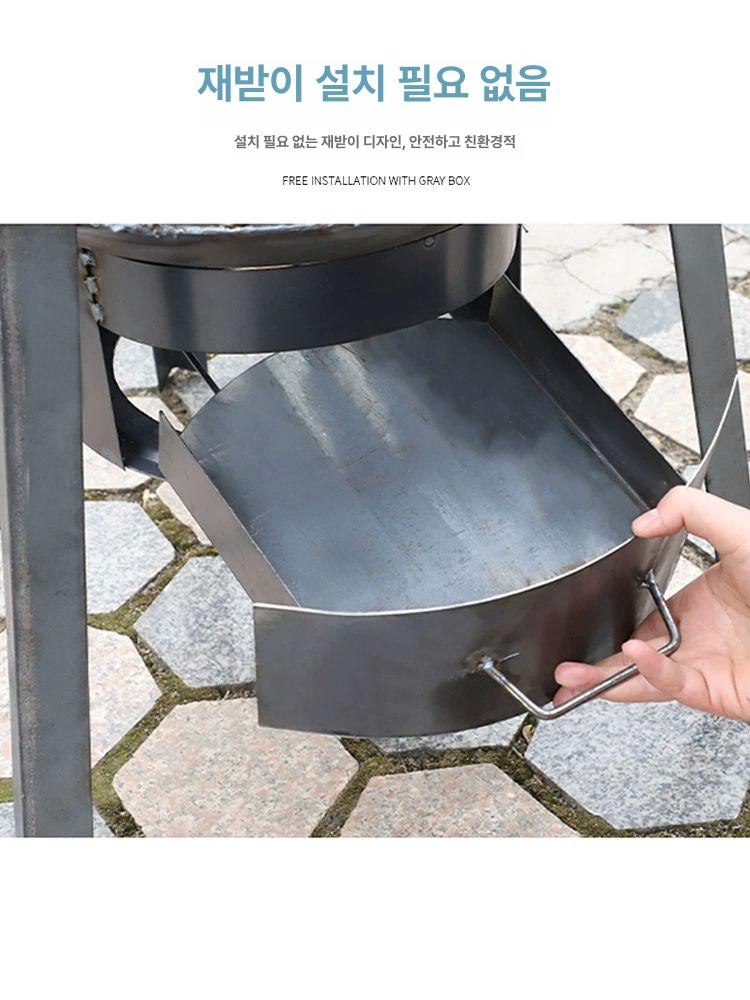 캠핑 화덕 드럼통 옛날 아웃도어 장작 시골집 화로대 아궁이 훈제 구이용 바베큐 숯불 스토브 - 상세 이미지 3