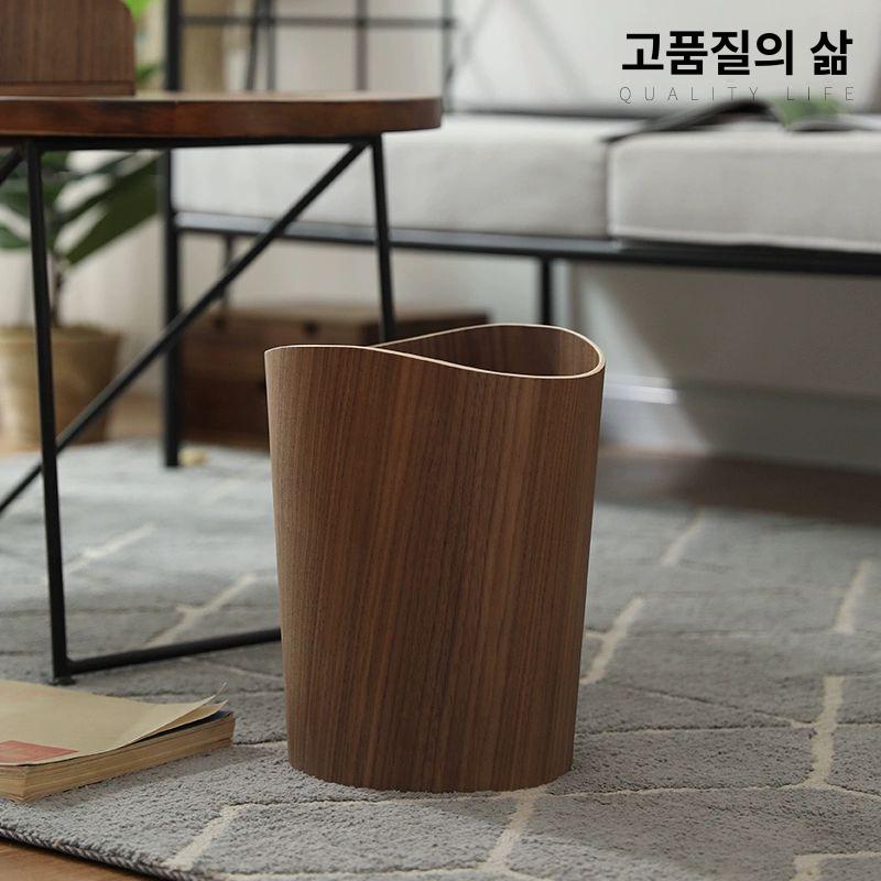 우드 쓰레기통 원목 고급 휴지통 분리수거 인테리어 소품 - 상세 이미지 2
