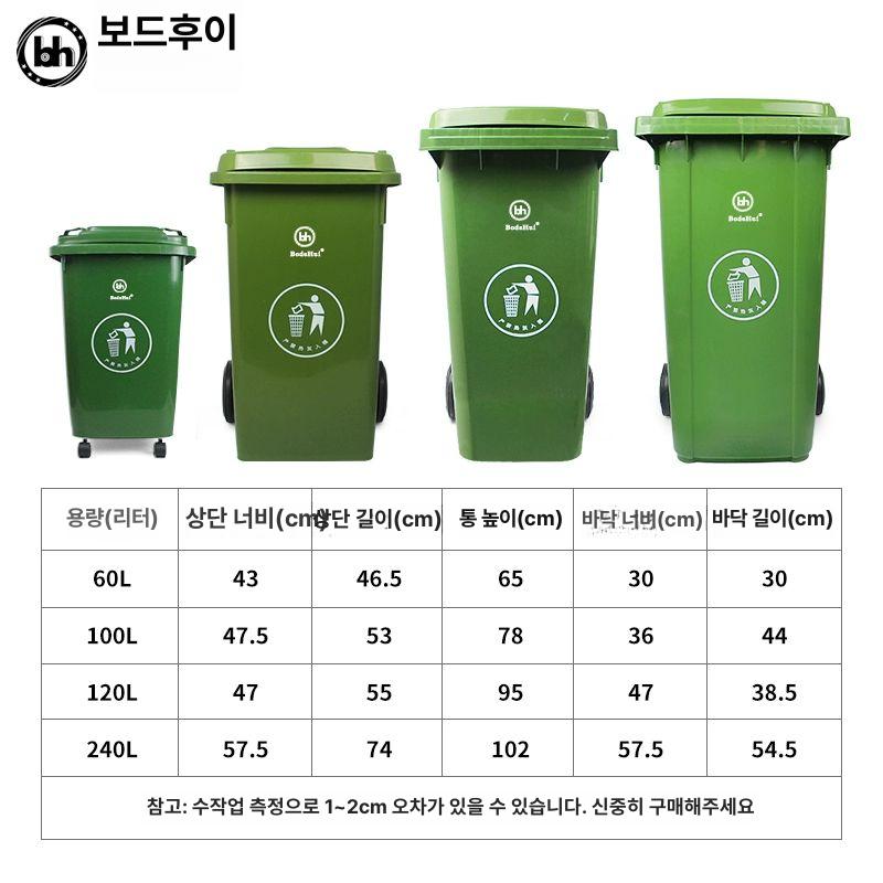 업소용 쓰레기통 음식물 이동식 주방 폐달형 대용량 분리수거함 - 상세 이미지 4